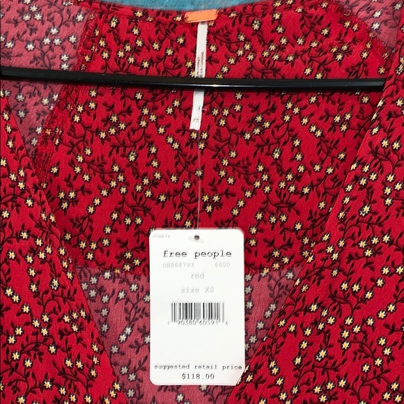 Free People NWT Clara Front Tie Tunic Dress Red - Picture 5 of 7